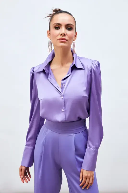 Purple Satin Shirt - 3