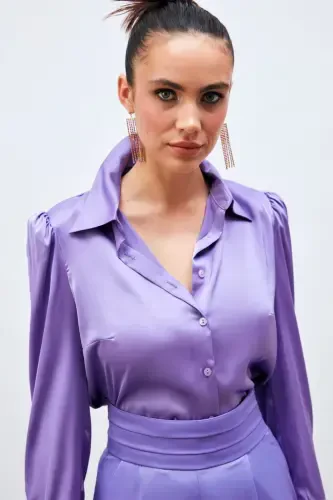 Purple Satin Shirt - 4