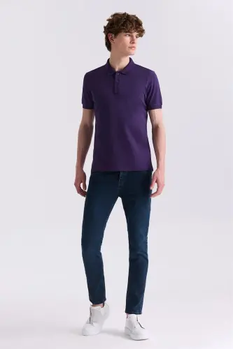 Purple Slim Fit Polo Neck T-Shirt - JAKAMEN (1)