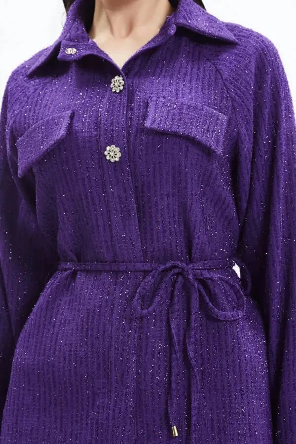 Purple Suit 39168 with Embellished Waistcoat, Shirt Collar, and Wide-Leg Trousers - 2