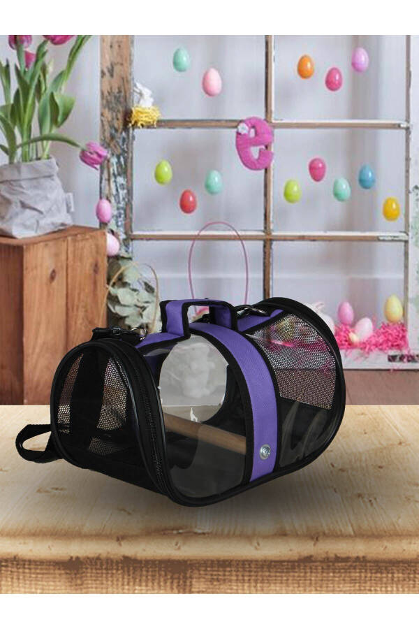 Purple Ventilated Bird Carrying, Walking Travel Bag ( With Fixed Board ) - 3