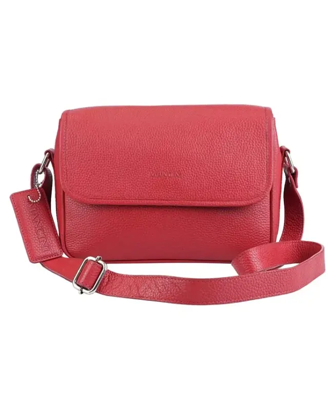 Pebbled Collection Kimberly Leather Flap Closure Handbag-Red - 1