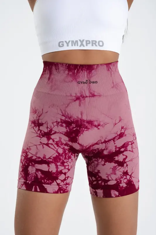 Push-up Detaylı Spor Batik Şort - BORDO - 2