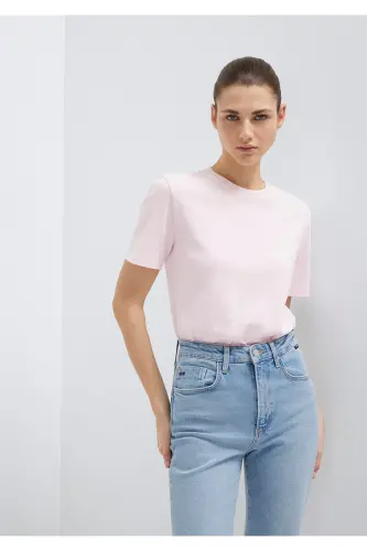 Pushti Basic Futbolka Yarim Slim Fit / Yarim Tor Qisqartma - MAVI (1)