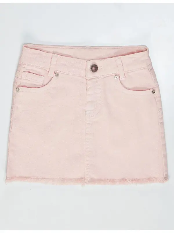 Pushti Denim Mini Qizlar Yubkasi - 1