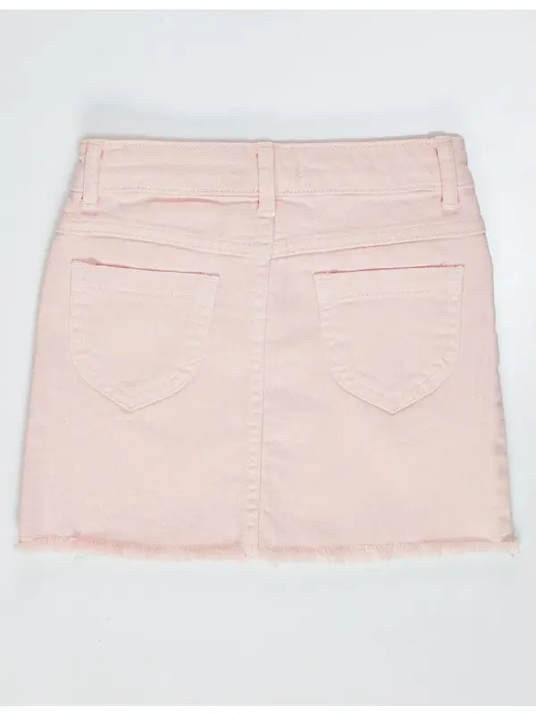 Pushti Denim Mini Qizlar Yubkasi - 2