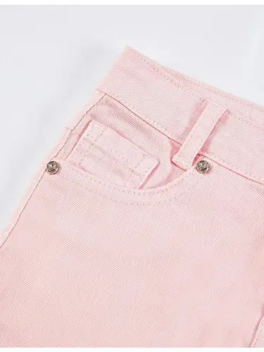 Pushti Denim Mini Qizlar Yubkasi - 3