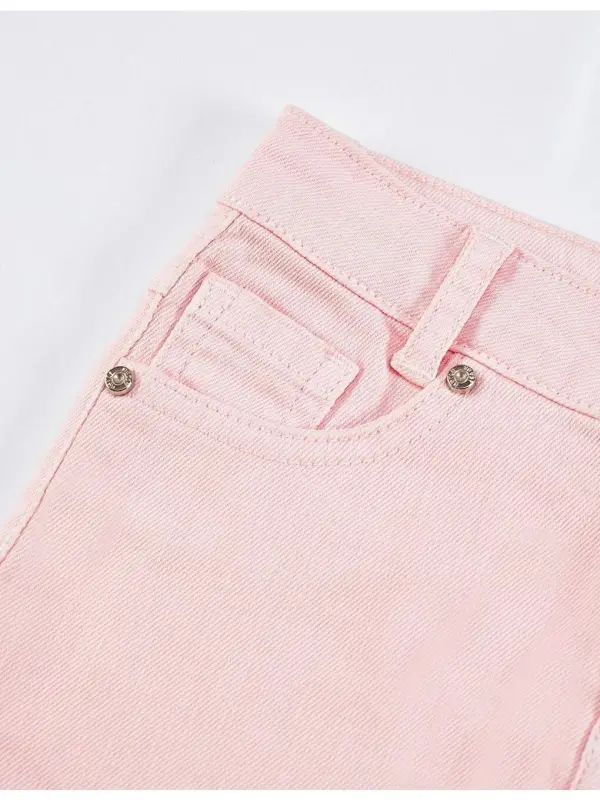Pushti Denim Mini Qizlar Yubkasi - 3