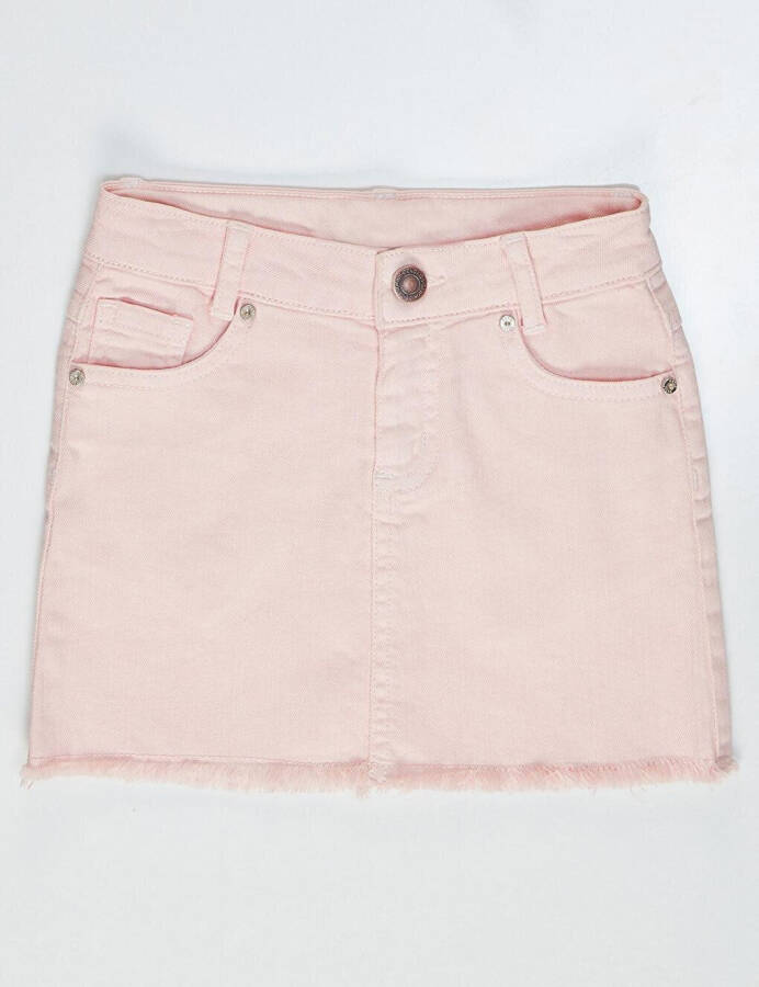 Pushti Denim Mini Qizlar Yubkasi - 8