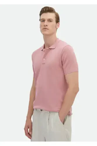 Pushti jakkardli polo yoqali 100% paxtadan futbolka - 1