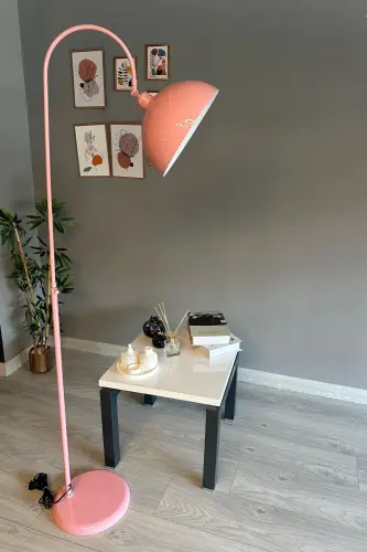 Pushti lampader harakatlanuvchi boshliqli zamonaviy dekorativ metall yashash xonasi, o'quv xonasi uchun pol lampasi - Pushti - 3