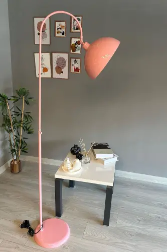 Pushti lampader harakatlanuvchi boshliqli zamonaviy dekorativ metall yashash xonasi, o'quv xonasi uchun pol lampasi - Pushti - 4