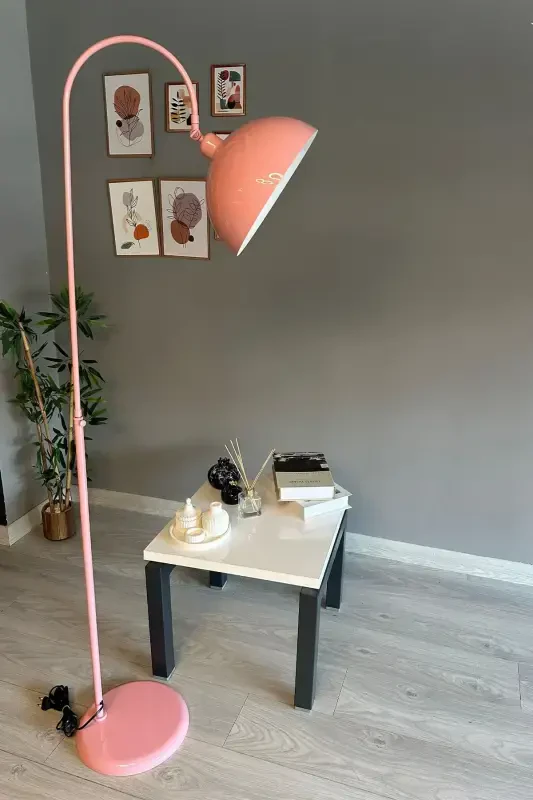 Pushti lampader harakatlanuvchi boshliqli zamonaviy dekorativ metall yashash xonasi, o'quv xonasi uchun pol lampasi - Pushti - 3