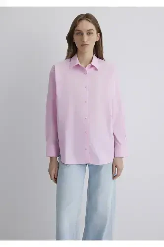 Pushti poplin ko'ylak Oversize / Keng bichim 1210103 - 3