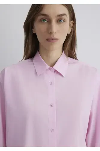 Pushti poplin ko'ylak Oversize / Keng bichim 1210103 - 5