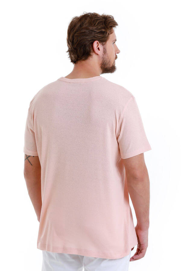 Pushti Regular Fit tekis velosiped yoqali zig'ir futbolka-P - 6