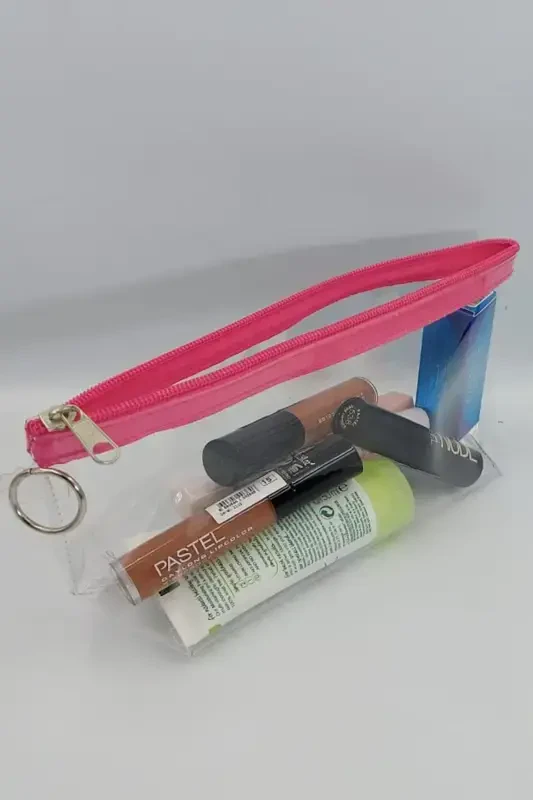 Pushti, Shaffof Uchburchak Kosmetik Sumkasi-Pushti_shaffof - TOGIN