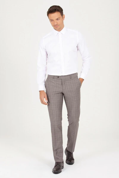 Pushti Slim Fit naqshli 100% paxta uzun qisma sport ko'ylak - 3