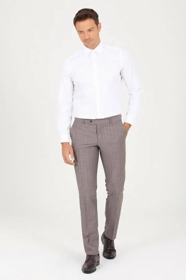 Pushti Slim Fit naqshli 100% paxta uzun qisma sport ko'ylak - 3