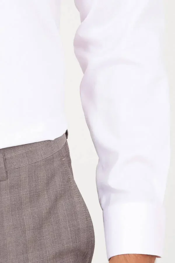 Pushti Slim Fit naqshli 100% paxta uzun qisma sport ko'ylak - 5