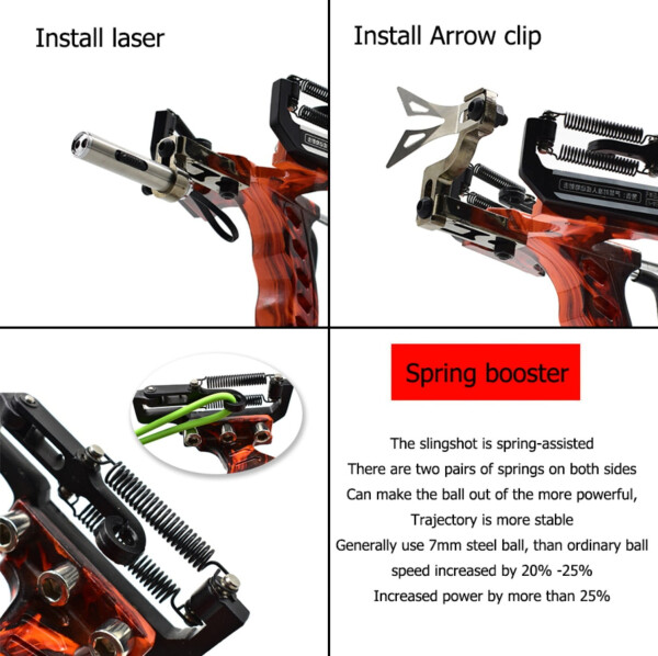 Piaoyu Outdoor Powerful Hunting Fish Slingshot Set with Wrist Rest and Fish Shooting Accessories-RED - 4