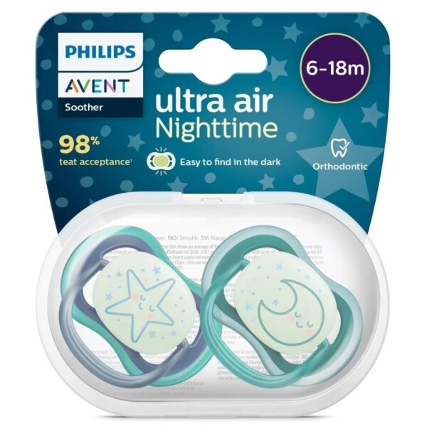 Пустышка Philips Avent Ultra Air Night Свечение в темноте 6-18 месяцев Для мальчиков SCF376/13 - 1