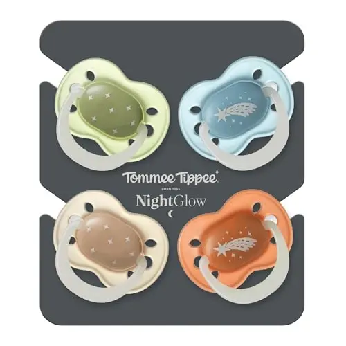 Пустышка Tommee Tippee Night Time, 0-6 месяцев, симметричная силиконовая соска, без бисфенола А, светящаяся в темноте, Twilight Tones, 4 штуки 