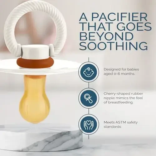 Пустышки Itzy Ritzy из натурального каучука, набор из 2 шт. – Пустышки для новорожденных из натурального каучука с вишнеобразной соской и большими отверстиями для воздуха для дополнительной безопасности; набор из 2 шт. в цвете кокос и тост, возраст 0-6 месяцев. - 4