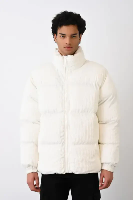 Пуховик из толстой вельветовой ткани - 2