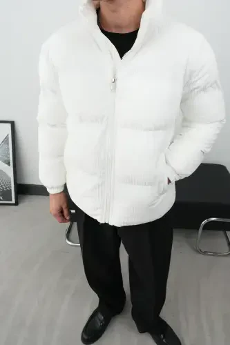 Пуховик из толстой вельветовой ткани - 5