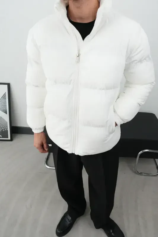 Пуховик из толстой вельветовой ткани - 5