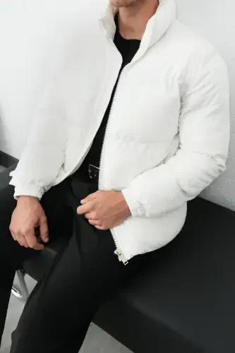 Пуховик из толстой вельветовой ткани - 6