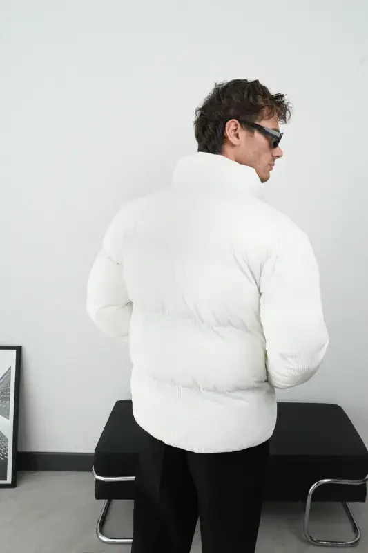 Пуховик из толстой вельветовой ткани - 8