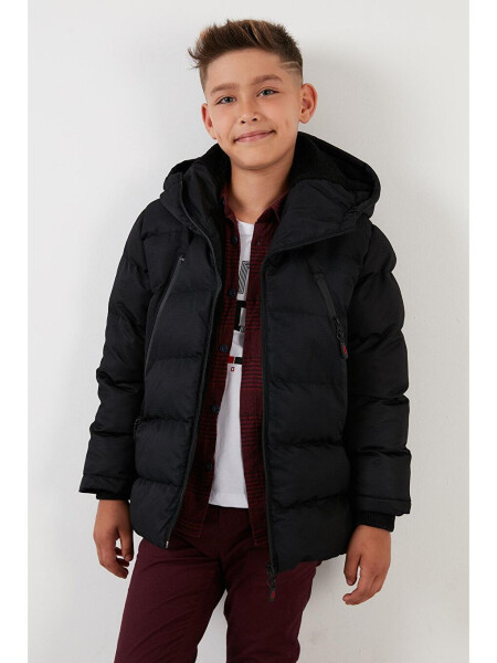 Пуховик с капюшоном, карманами на молнии, подкладкой из флиса 5760040 - LC WAIKIKI (1)