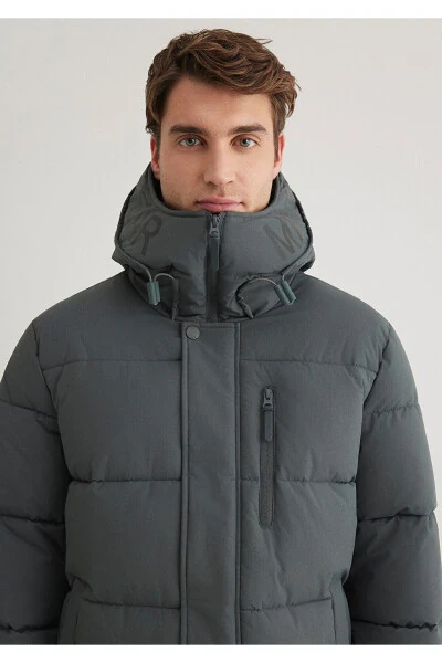 Пуховик серый с капюшоном - 6