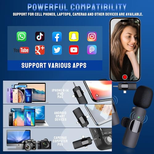 PUYANA 3 in 1 Wireless Lavalier Microphone for iPhone, iPad, Android, Camera, USB-C Wireless Microphone for iPhone, Mini Microphone for Recording, Live Stream, YouTube, Facebook, TikTok, Vlog - 7