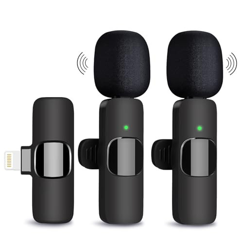 PUYANA Wireless Microphone for iPhone, 2 Pack Dual Wireless Lavalier Microphone for iPhone iPad, Plug and Play, Mini Microphone for Recording, Live Stream, Video Interviews, YouTube, TikTok - 1