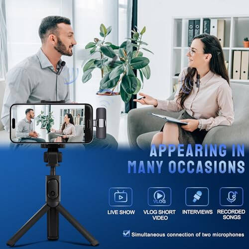 PUYANA Wireless Microphone for iPhone, 2 Pack Dual Wireless Lavalier Microphone for iPhone iPad, Plug and Play, Mini Microphone for Recording, Live Stream, Video Interviews, YouTube, TikTok - 2