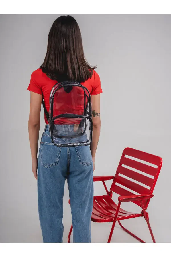 PVC Fabric Transparent Compartment Makeup Bag - Transparent Women's Beach Bag - Waterproof Fabric - 5