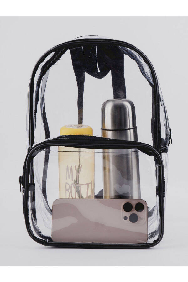 Pvc Kumaş Şeffaf Bölmeli Makyaj Çantası - Şeffaf Kadın Plaj Çantası - Su Geçirmez Kumaş - 2