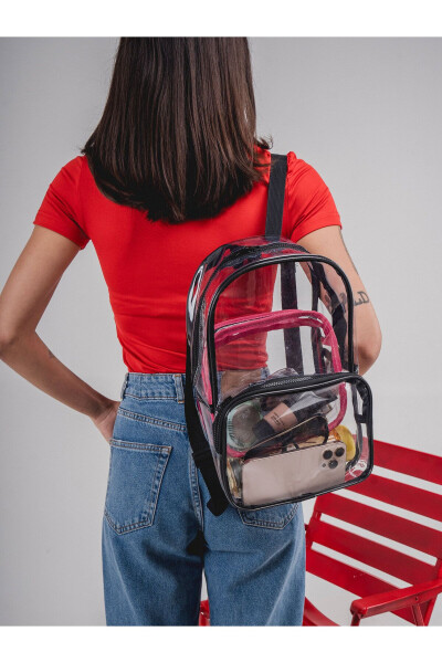 Pvc Kumaş Şeffaf Bölmeli Makyaj Çantası - Şeffaf Kadın Plaj Çantası - Su Geçirmez Kumaş - 3