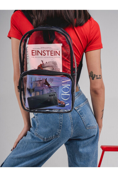 Pvc Kumaş Şeffaf Bölmeli Makyaj Çantası - Şeffaf Kadın Plaj Çantası - Su Geçirmez Kumaş - 6