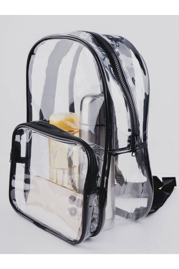 Pvc Kumaş Şeffaf Bölmeli Makyaj Çantası - Şeffaf Kadın Plaj Çantası - Su Geçirmez Kumaş - 7