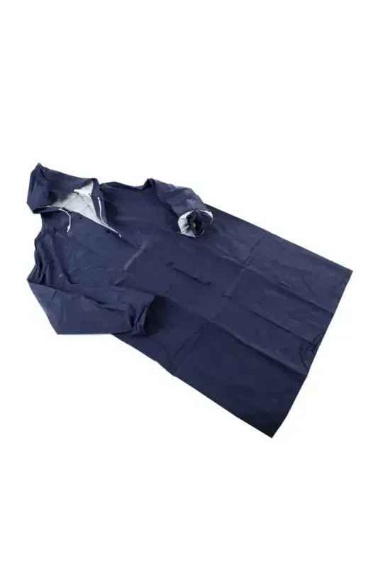 Pvc Raincoat Trench Coat Navy Blue-NAVY BLUE - MURAT UYGUN