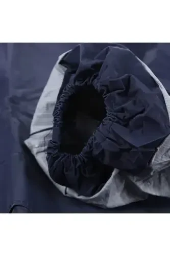 Pvc Raincoat Trench Coat Navy Blue-NAVY BLUE - 4