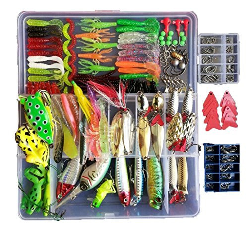 PWWDADA 275pcs Fishing Lure Set Including Frog Lures Soft Fishing Lure Hard Metal Lure VIB Rattle Crank Popper Minnow Pencil Metal Jig Hook for Trout Bass Salmon with 1 Tackle Box - PWWDADA