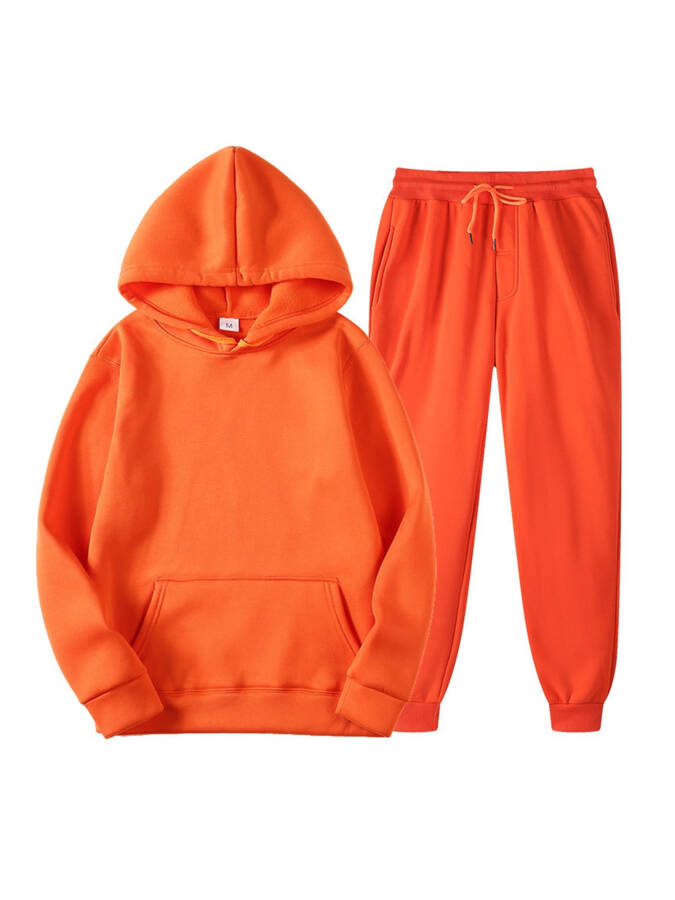 Pybcvrrd Kadın Erkek 2 Parça Spor Takımı Sweatshirt Jogger Eşofman Altı - 1