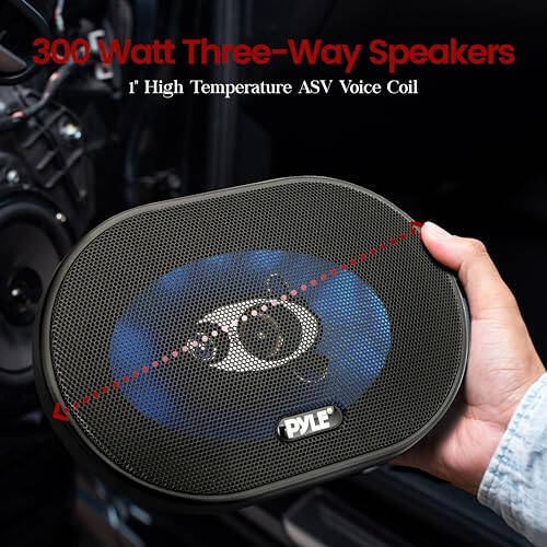 Pyle 5” x 7” Car Sound Speaker (Pair) - Upgraded Blue Poly Injection Cone 3-Way 300 Watts w/Non-fatiguing Butyl Rubber Surround 80-20Khz Frequency Response 4 OModazone & 1