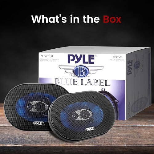 Pyle 5” x 7” Car Sound Speaker (Pair) - Upgraded Blue Poly Injection Cone 3-Way 300 Watts w/Non-fatiguing Butyl Rubber Surround 80-20Khz Frequency Response 4 Ohm & 1
