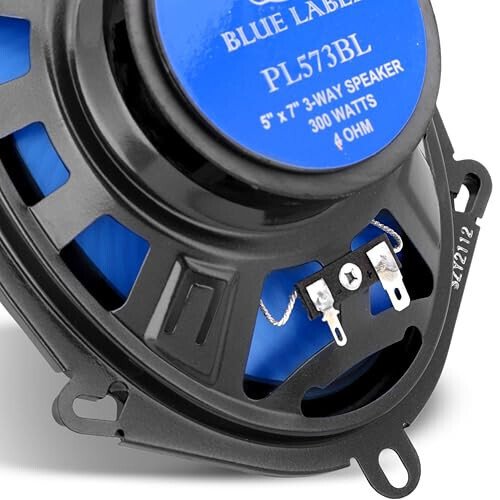 Pyle 5” x 7” Car Sound Speaker (Pair) - Upgraded Blue Poly Injection Cone 3-Way 300 Watts w/Non-fatiguing Butyl Rubber Surround 80-20Khz Frequency Response 4 Ohm & 1